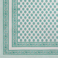 BLOCKS OF INDIA Hand Block Print Cotton King Size Bedsheet (Green Buti)