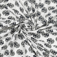 BLOCKS OF INDIA Hand Block Print Cotton King Size Bedsheet (Grey buti)