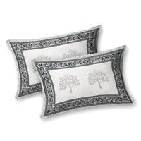 BLOCKS OF INDIA Hand Block Print Cotton King Size Bedsheet (Grey buti)