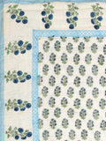 Cotton Medium/Queen Size Quilt Hand Block Print for Light Winters (70 x 100 Inches) (Blue Green Rose)