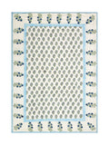 Cotton Medium/Queen Size Quilt Hand Block Print for Light Winters (70 x 100 Inches) (Blue Green Rose)