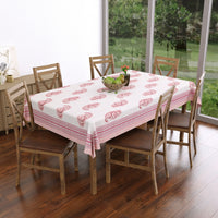 Pure Cotton Table Cloth Rajasthani Hand Block Printed (Pink Paisley)