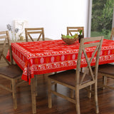Pure Cotton Table Cloth Rajasthani Hand Block Printed (Red Elephant)
