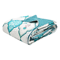 BLOCKS OF INDIA Hand Block Printed Cotton King Size Quilt (Turq Mughal)