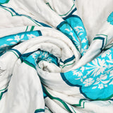 BLOCKS OF INDIA Hand Block Printed Cotton King Size Quilt (Turq Mughal)
