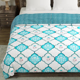 BLOCKS OF INDIA Hand Block Printed Cotton King Size Quilt (Turq Mughal)