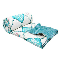 BLOCKS OF INDIA Hand Block Printed Cotton King Size Quilt (Turq Mughal)
