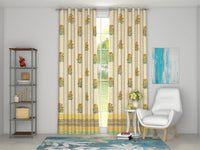 Hand Block Print Cotton Daylight 214 cm Door Curtains with Eyelets (Yellow Flower)