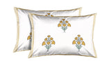 King Size Pure Cotton Hand Block Print Bedsheet (Yellow Flower)
