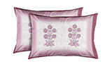 King Size Pure Cotton Hand Block Print Bedsheet (Pink Flower Buta)
