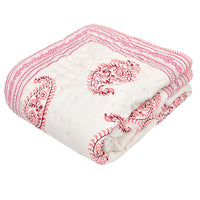 Cotton Single Size Quilt/Rajai Hand Block Print for Light Winters (60x90 Inches) Rajai Razai