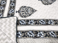 Cotton Dohar / Blanket King Bed Size Hand Block Printed (Grey Motif)