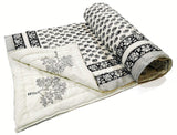 Cotton Single Size Quilt/ Rajai Hand Block Print for Light Winters (60x90 Inches) Rajai Razai