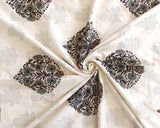 Cotton Dohar / Blanket Single Bed Size Hand Block Printed, Grey Gamla Motifs