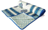 Cotton Dohar / Blanket King Bed Size Hand Block Printed (Blue Motifs)