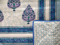 Cotton Dohar / Blanket King Bed Size Hand Block Printed (Blue Motifs)