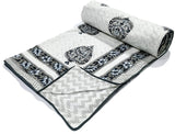 Cotton Dohar / Blanket King Bed Size Hand Block Printed (Grey Motif)