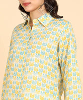 BLOCKS OF INDIA Cotton Co ords Sets Abstract Block Print (Shirt and Flared Pant with pocket)