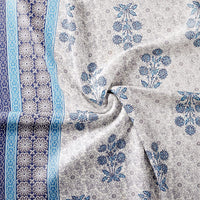 King Size Pure Cotton Hand Block Print Bedsheet (Blue Flower Buta )