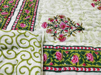 Cotton Single Size Quilt/Rajai Hand Block Print for Light Winters (60x90 Inches) Rajai Razai