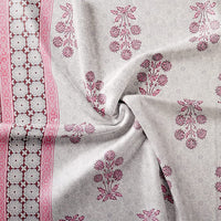 King Size Pure Cotton Hand Block Print Bedsheet (Pink Flower Buta )
