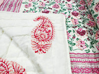 Cotton Single Size Quilt/Rajai Hand Block Print for Light Winters (60x90 Inches) Rajai Razai