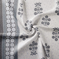 King Size Pure Cotton Hand Block Print Bedsheet (Grey Flower Buta )