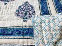 Cotton Single Size Quilt Hand Block print for Light Winters (60x90 Inches) Rajai Razai