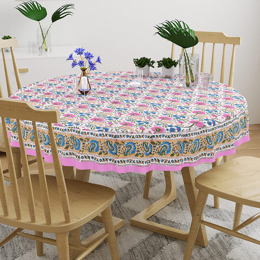 Cotton Hand Block Printed 180cm Round Table Cloth (Design 9) – Blocks ...