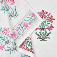 BLOCKS OF INDIA Cotton Hand Block Printed Soft Waffle Fabric Towel Set : 1 Bath Towel and 4 Hand Towel (Color 13)
