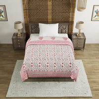 Cotton Single Size Quilt/Rajai Hand Block Print for Light Winters (60x90 Inches) Rajai Razai