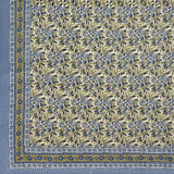 King Size Pure Cotton Hand Block Print Bedsheet (Grey Flower Gad)