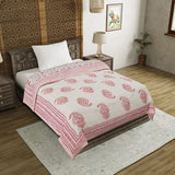 Cotton Single Size Quilt/Rajai Hand Block Print for Light Winters (60x90 Inches) Rajai Razai