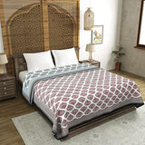 Cotton Dohar / Blanket King Bed Size Hand Block Printed (Grey Motifs Reversible)