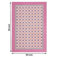 PURE COTTON RAJASTHANI HAND BLOCK PRINT SIX SEATER TABLE CLOTH (PINK CIRCLE)