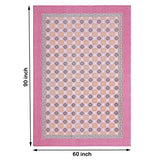 PURE COTTON RAJASTHANI HAND BLOCK PRINT SIX SEATER TABLE CLOTH (PINK CIRCLE)