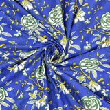 Super King Size Pure Cotton Hand Block Print Bedsheet (Blue Flower)