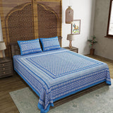 BLOCKS OF INDIA Hand Block Printed 250 TC Cotton Super King Size Bedsheet(98 X 108 Inch) (Color 2)