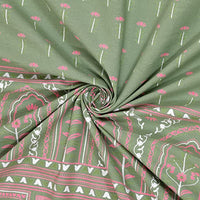 Super King Size Pure Cotton Hand Block Print Bedsheet (Discharge Green)