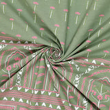 Super King Size Pure Cotton Hand Block Print Bedsheet (Discharge Green)