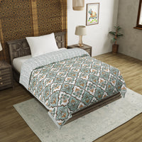 Cotton Single Size Quilt Hand Block Print for Light Winters (60x90 Inches) Rajai Razai