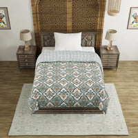 Cotton Single Size Quilt Hand Block Print for Light Winters (60x90 Inches) Rajai Razai