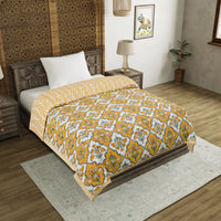 Cotton Single Size Quilt Hand Block Print for Light Winters (60x90 Inches) Rajai Razai