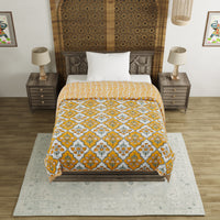 Cotton Single Size Quilt Hand Block Print for Light Winters (60x90 Inches) Rajai Razai