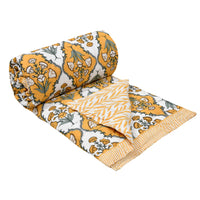 Cotton Single Size Quilt Hand Block Print for Light Winters (60x90 Inches) Rajai Razai