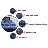 PURE COTTON RAJASTHANI HAND BLOCK PRINT SIX SEATER TABLE CLOTH (Blue Elephant)