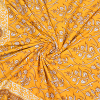 Cotton Dohar / Blanket Single Bed Size Hand Block Printed, Geometric Light Yellow