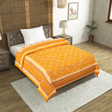 Cotton Single Size Quilt Hand Block Print for Light Winters (60x90 Inches)  Rajai Razai