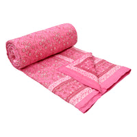Cotton Single Size Quilt Hand Block Print for Light Winters (60x90 inches) Rajai Razai 