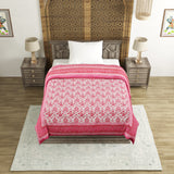 Cotton Single Size Quilt Hand Block Print for Light Winters (60x90 inches) Rajai Razai 